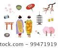 Kyoto illustration in spring (cutout style) 99471919