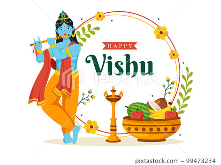 Happy Vishu Festival Illustration with Traditional Kerala Kani, Fruits and Vegetables for Landing Page in Flat Cartoon Hand Drawn Templates Happy Vishu Festival Illustration with Traditional Kerala Kani, Fruits and Vegetables for Landing Page in Flat Cartoon Hand Drawn Templates 99473234