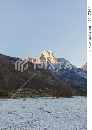 Nature valley landscape of alpine and alps in Valbone, Albania. 99473644