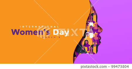 International women day papercut woman silhouette banner design International women day papercut woman silhouette banner design 99473804