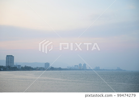 sea landscape with town city, natural background 99474279