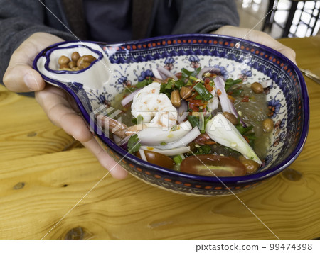 Thai spicy noodles salad menu 99474398