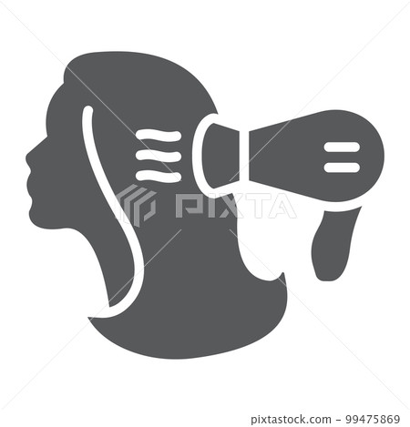 Blow dry glyph icon, hairdresser and blowdryer, hair dryer sign, vector graphics, a solid pattern on a white background, eps 10. Blow dry glyph icon, hairdresser and blowdryer, hair dryer sign, vector graphics, a solid pattern on a white background, eps 10. 99475869
