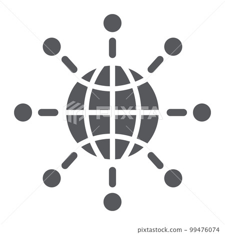 International communication glyph icon, world and connect, global connection sign, vector graphics, a solid pattern on a white background, eps 10. 99476074