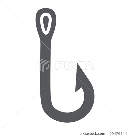 Fishing hook glyph icon, fishing and bait, fishhook set sign, vector graphics, a solid pattern on a white background, eps 10. 99476244