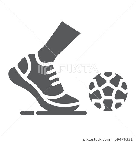 Kickball glyph icon, football and play, foot with ball sign, vector graphics, a solid pattern on a white background, eps 10. Kickball glyph icon, football and play, foot with ball sign, vector graphics, a solid pattern on a white background, eps 10. 99476331