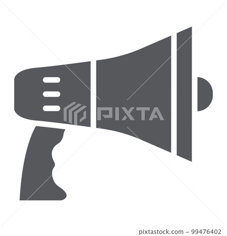 Megaphone glyph icon, announcement and loudspeaker, bullhorn sign, vector graphics, a solid pattern on a white background, eps 10. 99476402