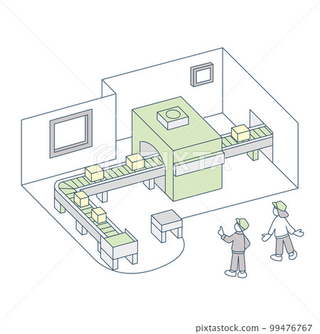 流水線內部。電梯運載的貨物 99476767