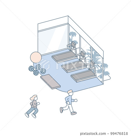 大樓內的健身房。伸展運動空間 大樓內的健身房。伸展運動空間 99476818