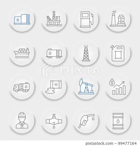 Oil industry line icon set, fuel production collection, vector graphics, logo illustrations, oil industry vector icons, petroleum signs, outline pictograms, editable stroke 99477164