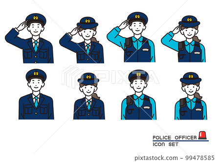 男女警官/警察/警察上半身矢量圖素材 99478585