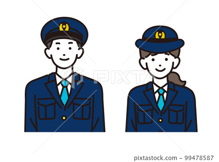 男女警官/警察/警察上半身矢量圖素材 99478587