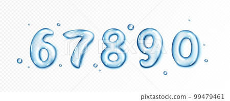 Realistic water number type. Isolated drop font Realistic water number type. Isolated drop font 99479461