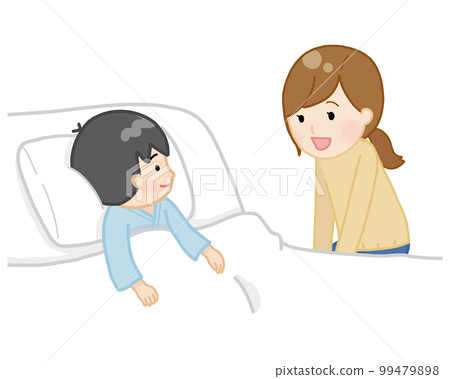 Mom accompanying a child in hospital 99479898