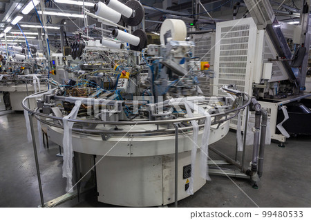 Robotic Arm in Action. Hosiery Manufacturing. 99480533