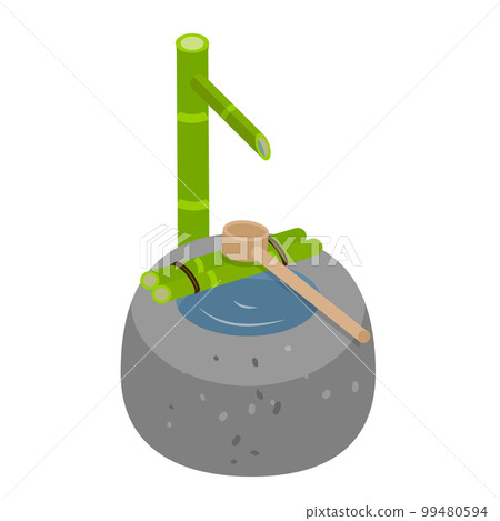 Japanese garden Tsukubai Chozubachi ladle illustration material 99480594