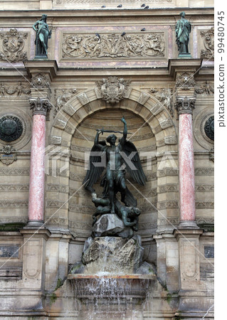 Fountain Saint-Michel at Place Saint-Michel in Paris, France 99480745