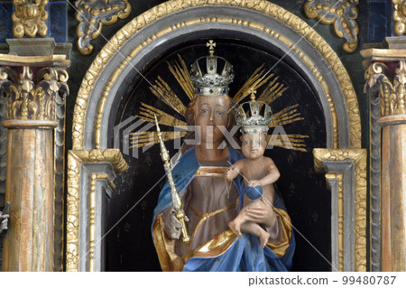 Our Lady of the Mountain statue on the high altar at Our Lady of the Mountain Church in Lobor, Croatia 99480787