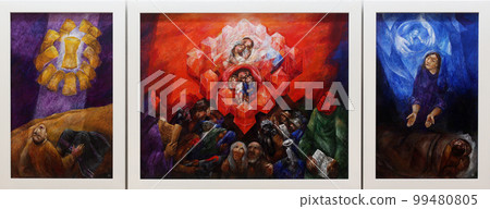 High altar by Sieger Koder in St. Joseph's Church in Bad Urach, Germany 99480805