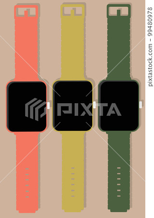 smart watches of different colors collage vector graphics 99480978