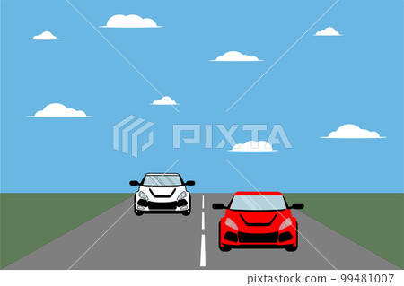 a cars on the highway red and white vector illustration 99481007