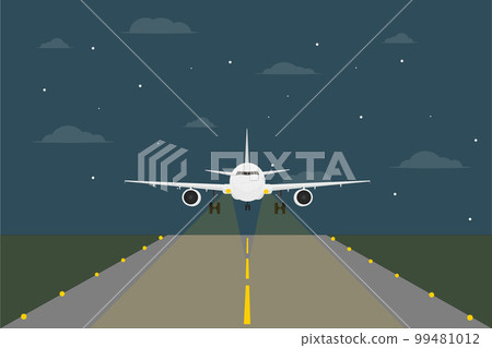 a passenger plane sits on the runway at the airport at night vacation adventure travel a passenger plane sits on the runway at the airport at night vacation adventure travel 99481012