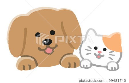 偷看的狗和貓(手繪顏色) 偷看的狗和貓(手繪顏色) 99481740