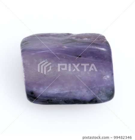 Natural gemstone purple charoite isolated on white background Natural gemstone purple charoite isolated on white background 99482346