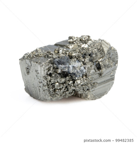Natural gemstone pyrite isolated on white background 99482385