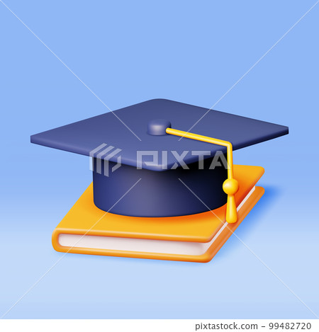 3D Graduation Cap and Book Isolated 3D Graduation Cap and Book Isolated 99482720