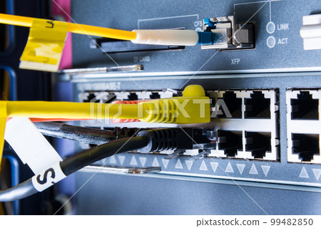 network cable plugged in data center switch network cable plugged in data center switch 99482850