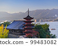 Five-storied pagoda and autumn leaves of Miyajima, a World Heritage Site 99483082