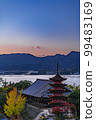 Miyajima five-storied pagoda and autumn leaves (light up) of World Heritage Aki 99483169