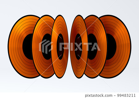 Set of vinyl LP records with label isolated on white background. Set of vinyl LP records with label isolated on white background. 99483211