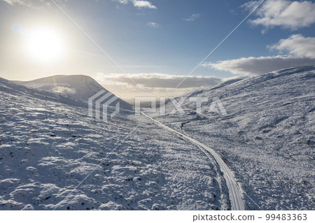 The snow covered Glenveagh Mountains and Glen in County Donegal - Republic of Ireland The snow covered Glenveagh Mountains and Glen in County Donegal - Republic of Ireland 99483363