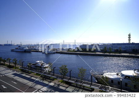 Morning view of Yokohama Port from Intercontinental Yokohama Pier 8 99483422