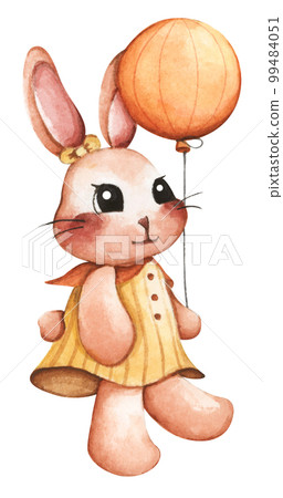 Cute bunny for spring season. Watercolor illustration. 99484051