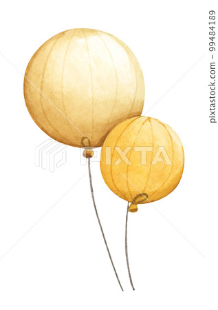 Watercolor painting of Yellow balloon. Party decoration for celebrations and birthday. Watercolor painting of Yellow balloon. Party decoration for celebrations and birthday. 99484189