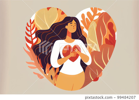 Woman show love to yourself. The concept of valentine's day, feminism and lgbt Woman show love to yourself. The concept of valentine's day, feminism and lgbt 99484207