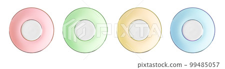 Set of colorful porcelain plates cutout. Set of colorful porcelain plates cutout. 99485057