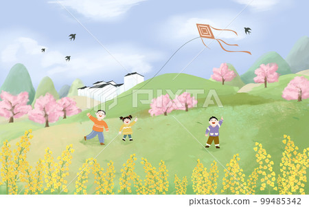 春天玩綠色背景 春天玩綠色背景 99485342