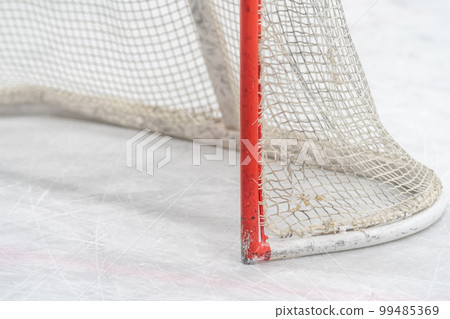 detail of a hockey goal on the ice detail of a hockey goal on the ice 99485369