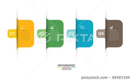 4 data infographics tab paper index template. Vector illustration abstract background. 99485394