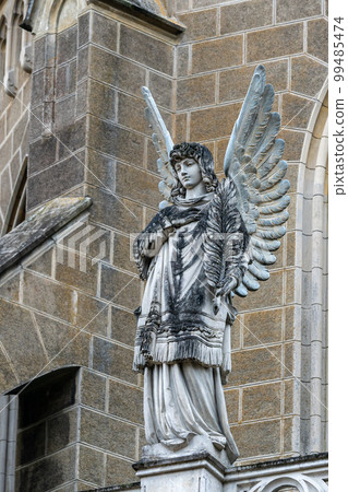 View of Schwarzenberg Tomb near Trebon, Czech Republic. Facade historic building and angel statue. View of Schwarzenberg Tomb near Trebon, Czech Republic. Facade historic building and angel statue. 99485474
