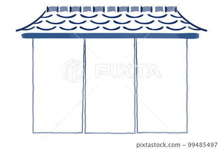 Traditional Japanese shop front (with tiled roof and noren) Traditional Japanese shop front (with tiled roof and noren) 99485497