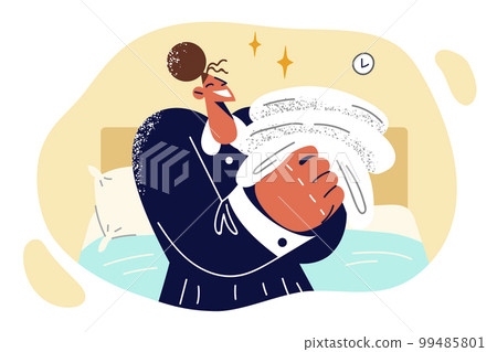 Woman maid working in hotel smiling standing near bed with clean towels for guests booked Woman maid working in hotel smiling standing near bed with clean towels for guests booked 99485801