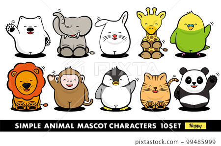 Fashionable illustration set of simple pop cute animals with mascot character style design _ rejoice and happy 99485999