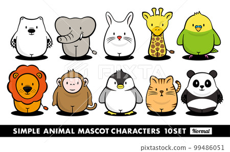 Fashionable illustration set of simple pop cute animals with mascot character style design _ zoo _ front 99486051