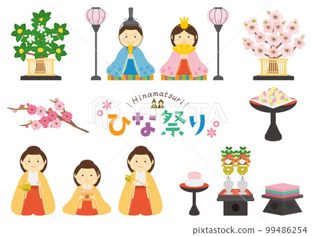 A set of illustrations related to Hinamatsuri 99486254