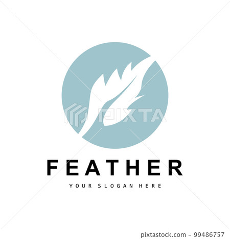 Feather Logo, Animal Wing Design, Vector Icon Template Simple 99486757